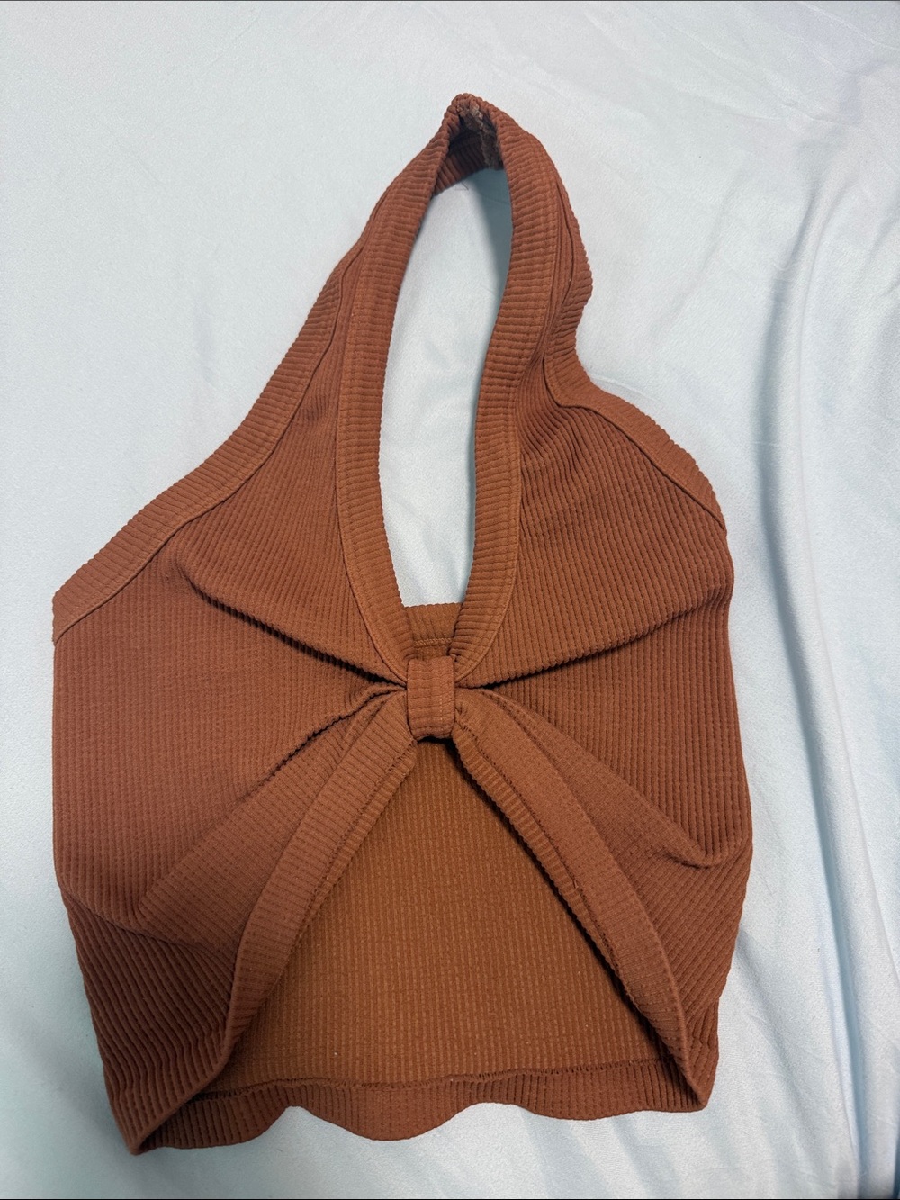 Tiger Friday - Women's Ribbed Knot Halter Top - Brown